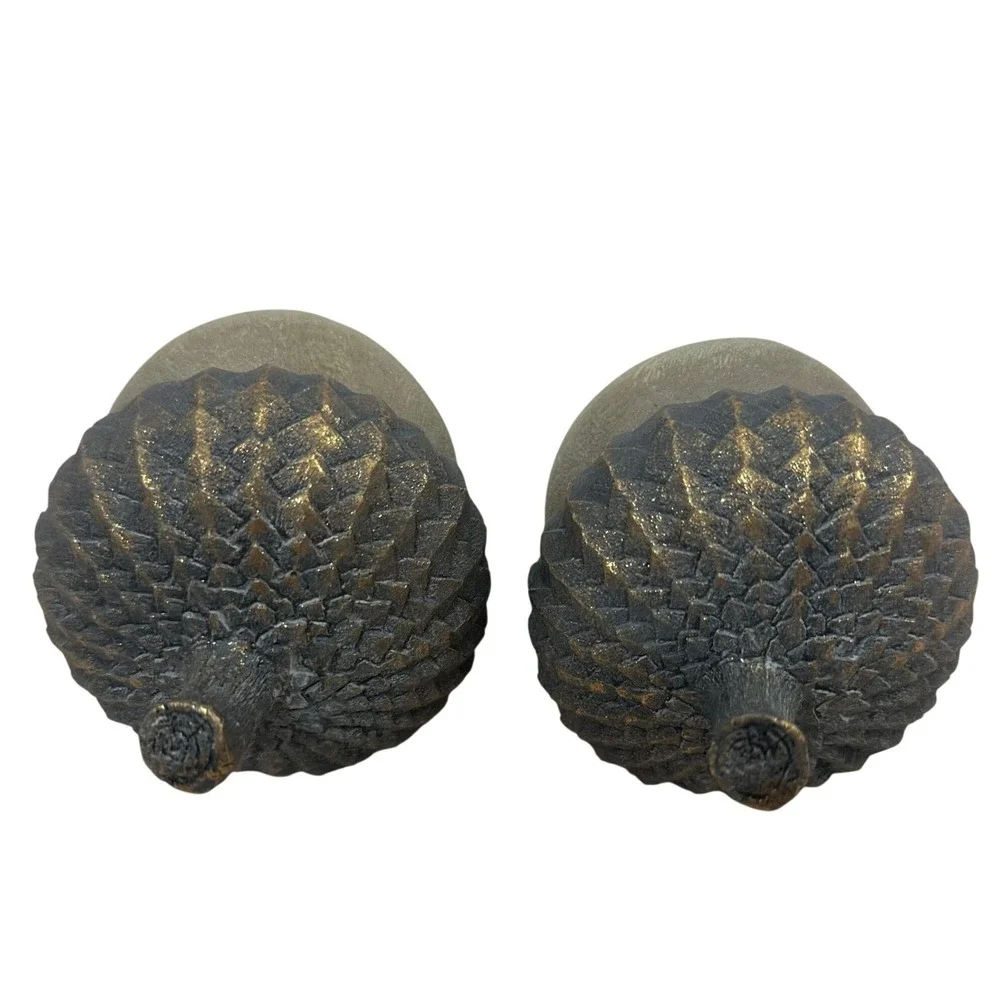Rustic Oversized Acorn Figurines Set of 2 Bronze Gold Fall Woodland Decor 5